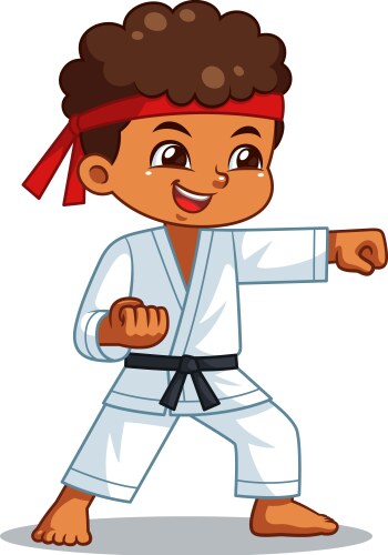 Karate boy performing fist technique vector image