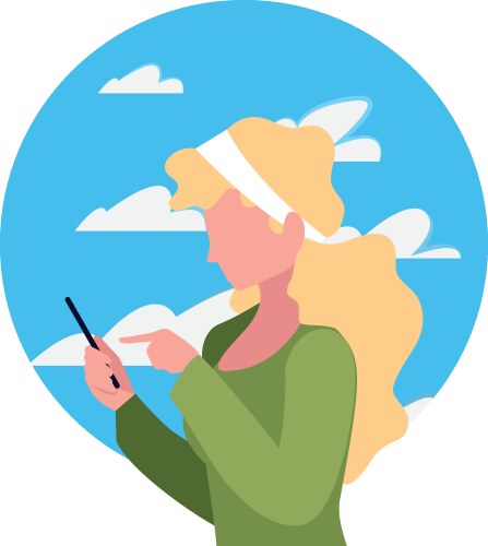 Young woman using smartphone social media vector image