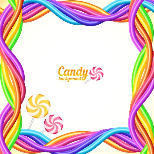 Rainbow colors candy ropes background vector image