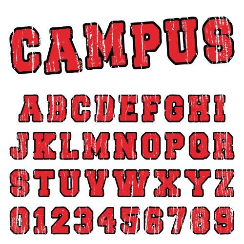 campus alphabet font template vector image