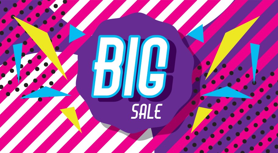 Big sale poster memphis tyle vector image