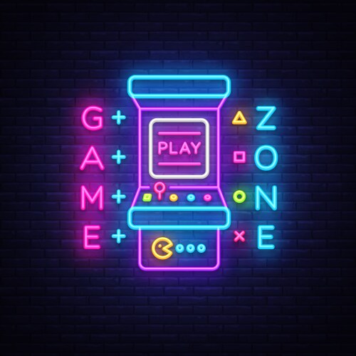 Game zone logo neon room sign vector image