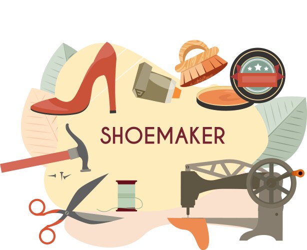 Shoemaker equipment flat composition vector image