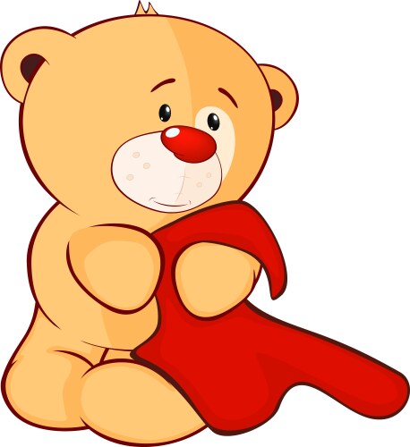 A stuffed toy bear cub and towel cartoon vector image