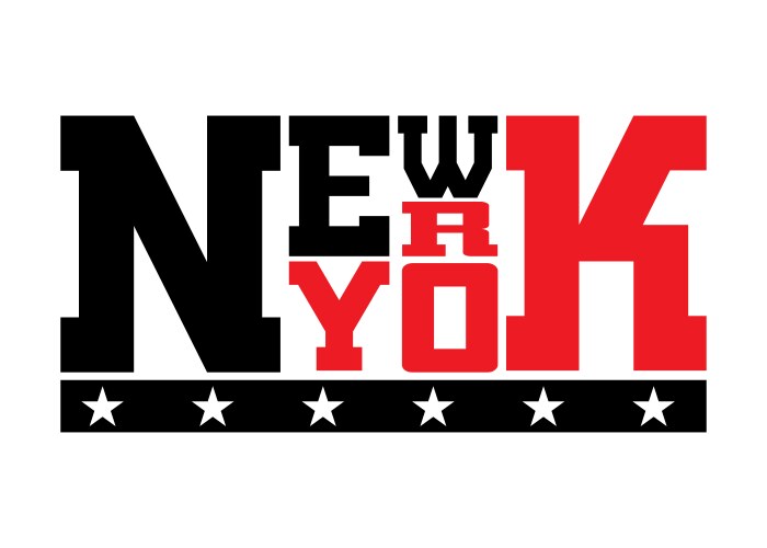 t shirt typography stars new york red vector image