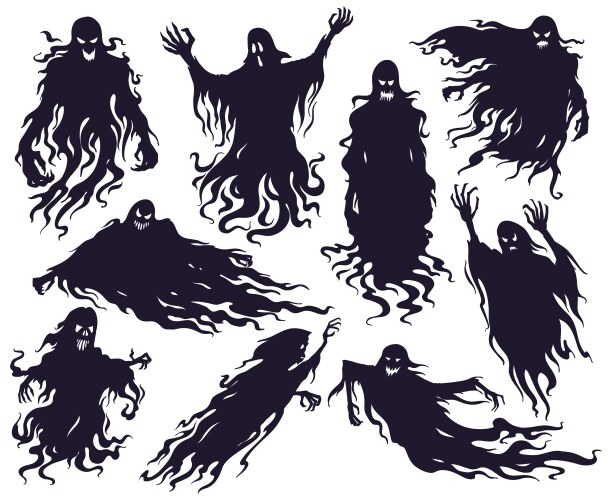 Halloween evil spirit silhouette scary nightmare vector image