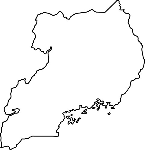 Uganda map of black contour curves on white vector image