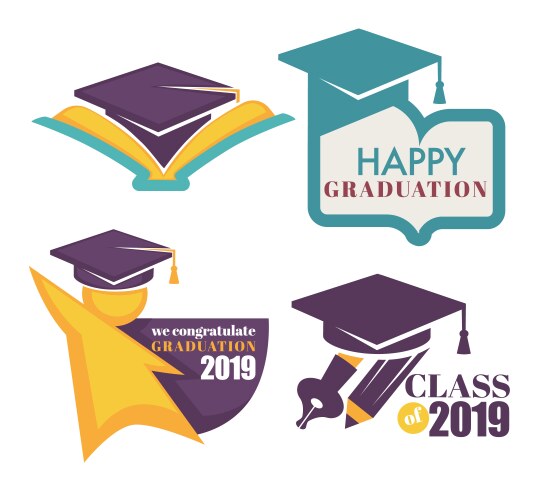 academic hat happy graduation greeting isolated vector image