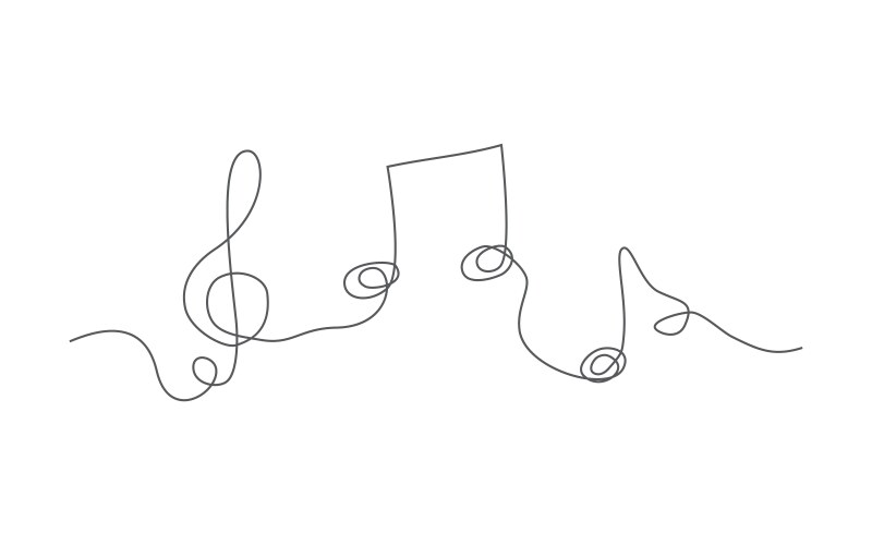 Music one line drawing vector image