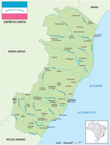 Map of the brazilian state espirito santo vector image