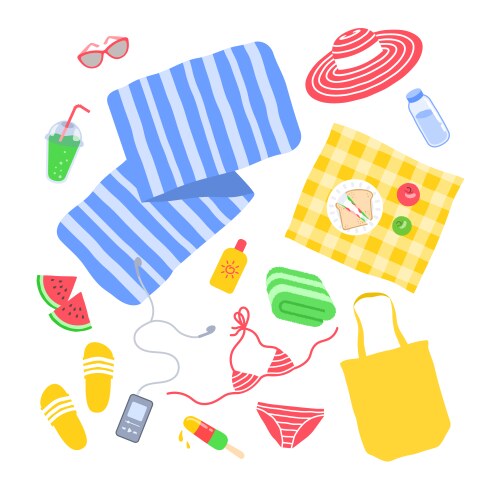 Beach things seaside summer vacation vector image