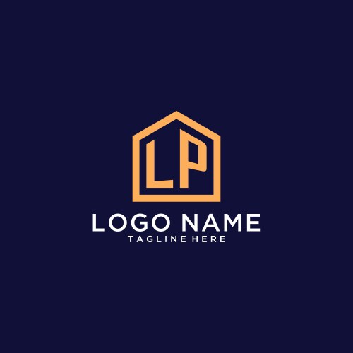 Initial lp logo with abstract home shape modern vector image