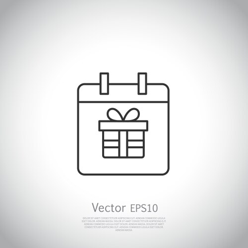 Thin line icon gift box with ribbon inside vector image