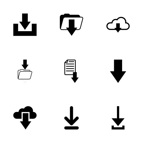 Black download icon set vector image