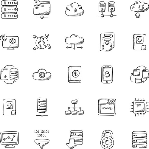 Database and storage flat icons vector image