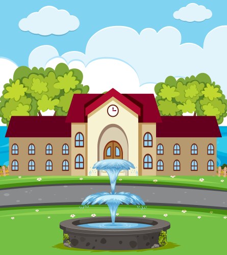 Flat school exterior design vector image