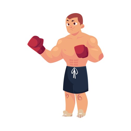 Flat muscular handsome boxer man vector image