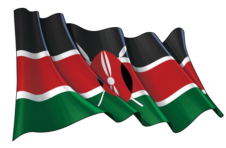 Waving flag of kenya vector image