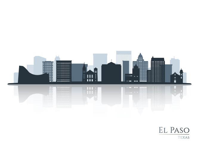 El paso skyline silhouette with reflection vector image