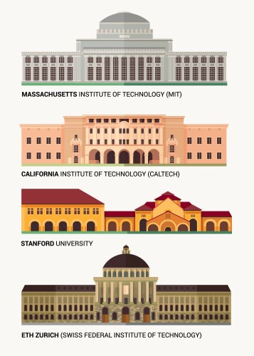 Best national universities flat buildings vector image