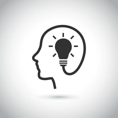 head with bulb icon on gray background vector image