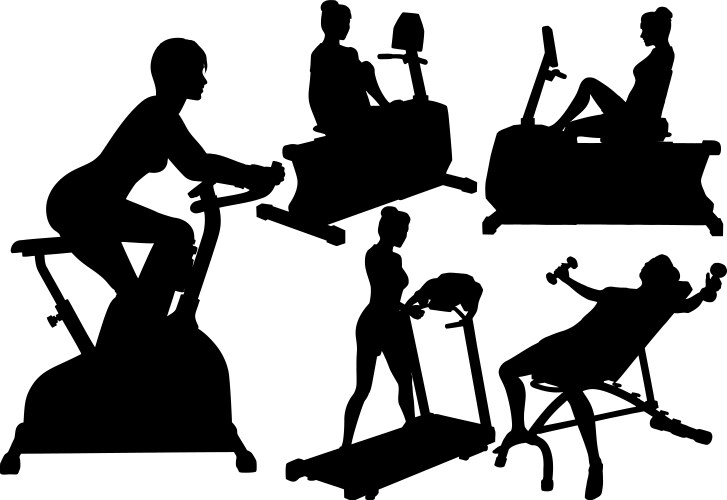 Women gym fitness exercise workouts vector image