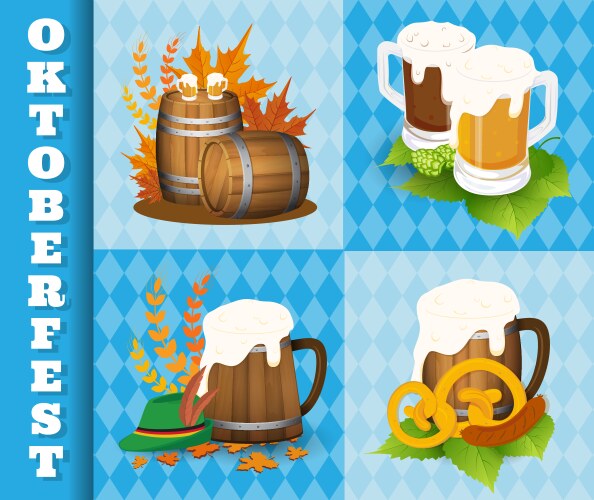 oktoberfest beer festival icons and symbol objects vector image