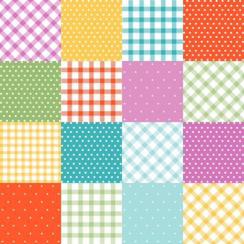 Set plaid dots easter seamless patterns vector image