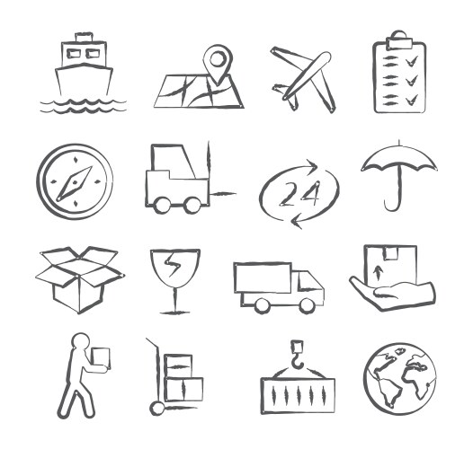 Logistic and delivery doodle icons vector image