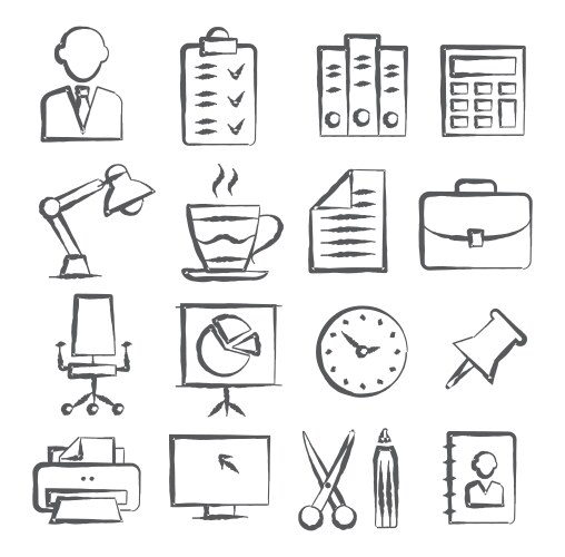 Office doodle icons vector image