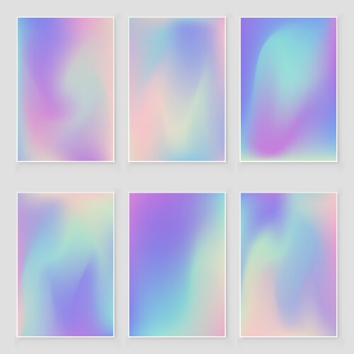 Abstract holographic iridescent foil texture set vector image