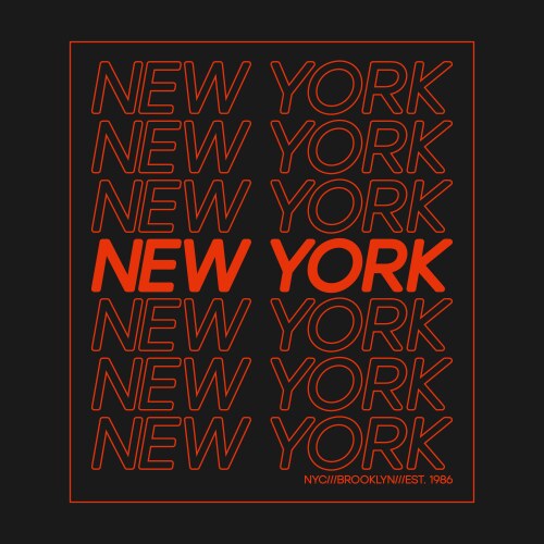 t-shirt design with outline text new york vector image