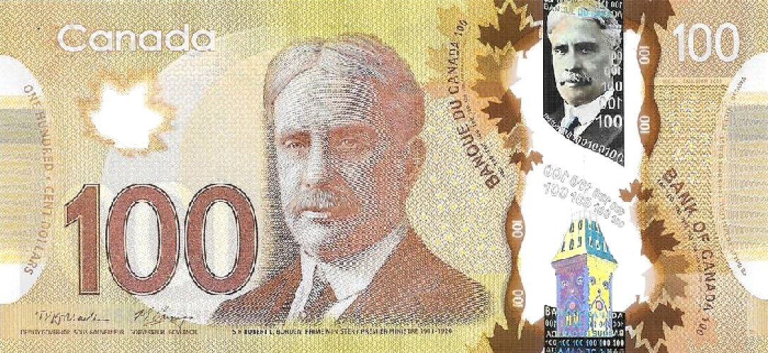 Obverse high poly pixel mosaic banknote canada vector image