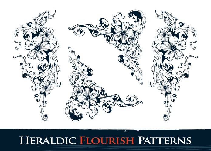 Heraldic flourish patterns vector image