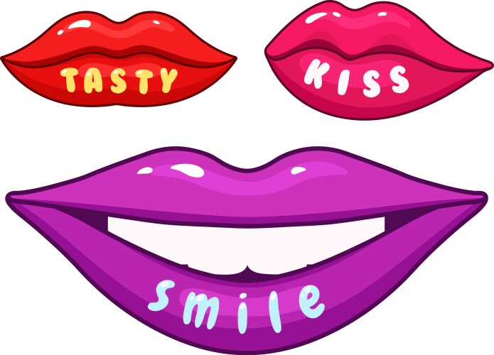 Sexy woman lips isolated lip with text smile kiss vector image