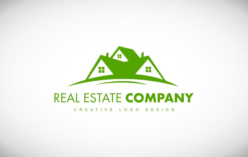 Green real estate house logo icon design vector image