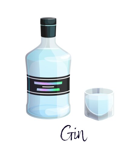 Gin alcohol bottle and a glass for bar menu vector image