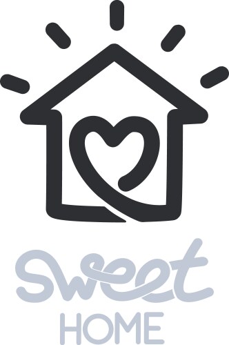 Simple icon of house with heart shape within vector image