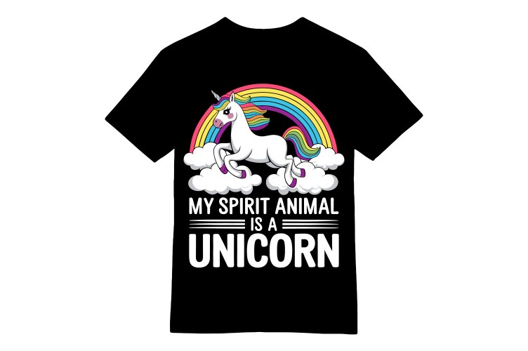 My spirit animal is a unicorn black t-shirt vector image