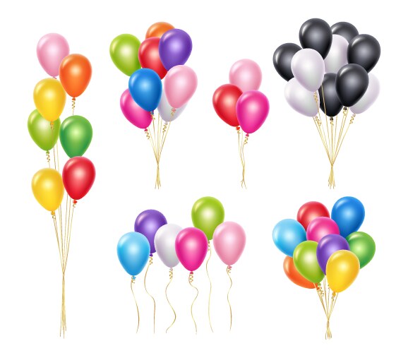 Transparent balloons realistic mockup 3d flying vector image