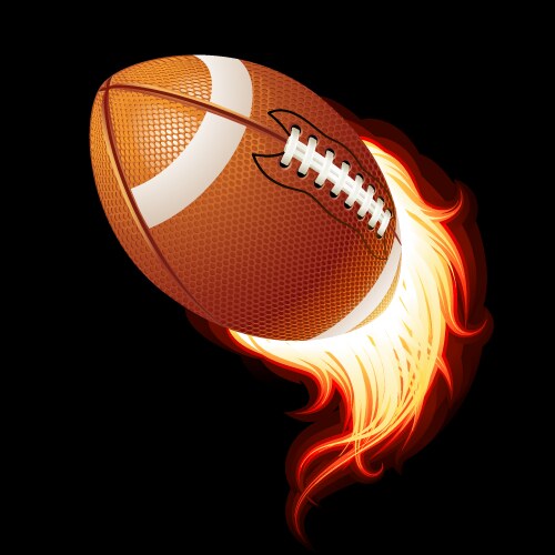 Flying flaming american football ball vector image