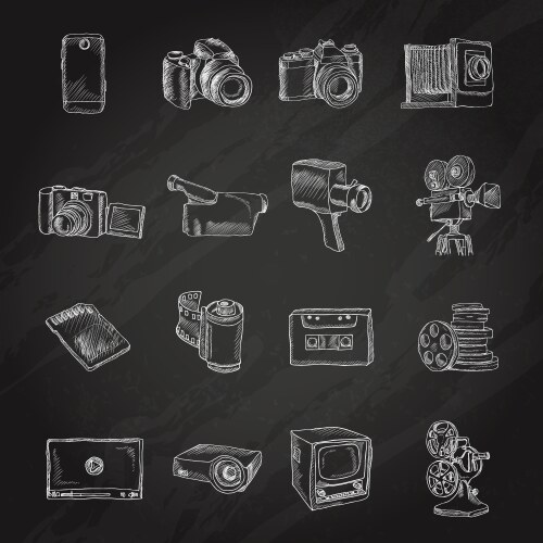 photo video icons chalkboard vector image