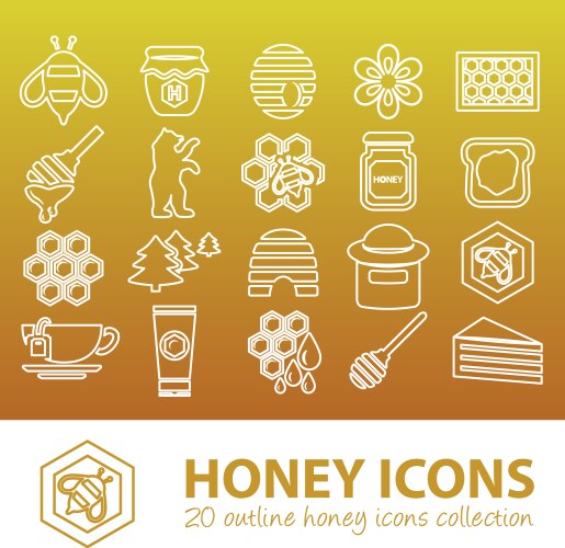 Honey outline icons vector image