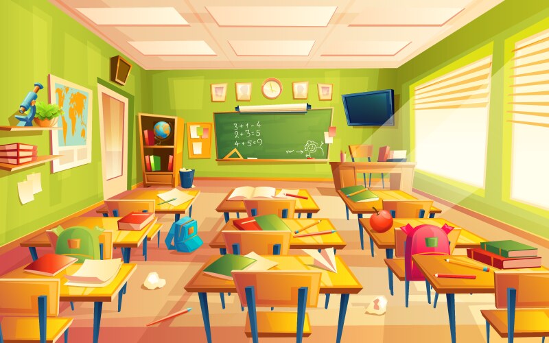 School classroom interior math training vector image