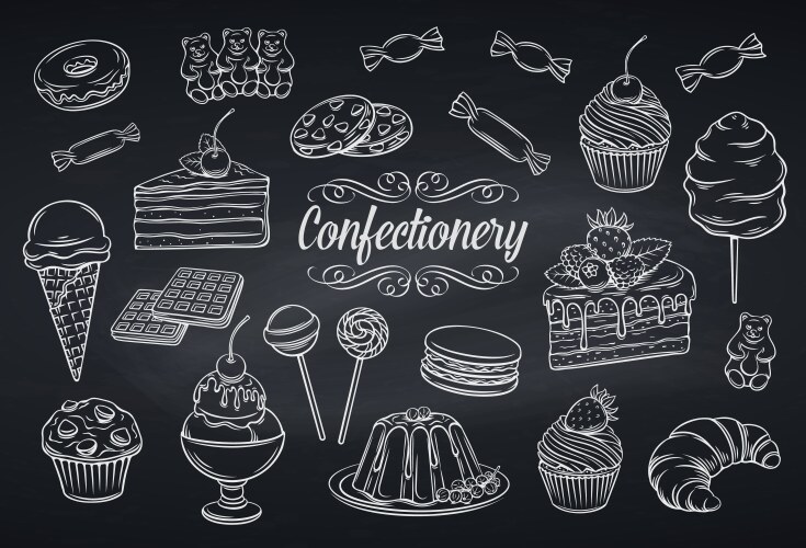 set confectionery and sweets icons vector image