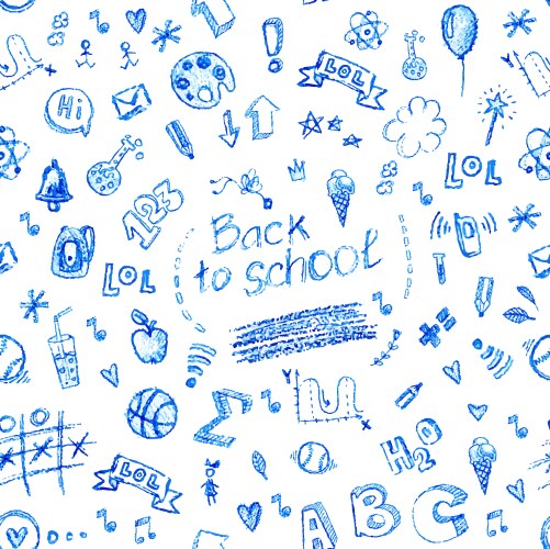 Seamless doodle school pattern vector image