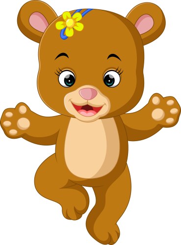 Cute baby bear dancing cartoon vector image