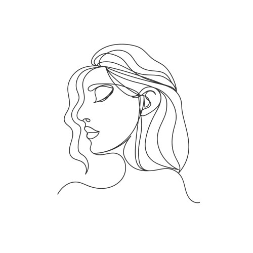 Artistic one line sketches of woman face female vector image