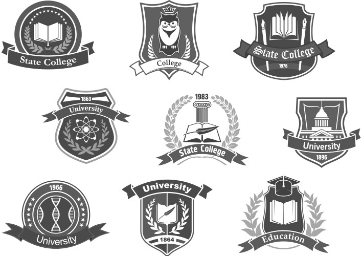 Icons badges set for college or university vector image