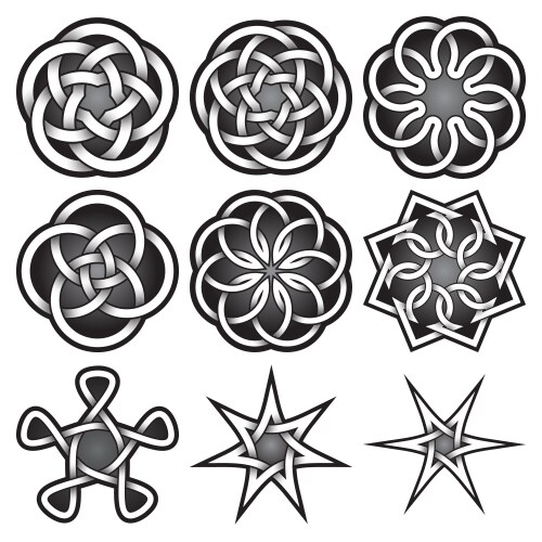 Set of logo symbols in celtic knots style vector image